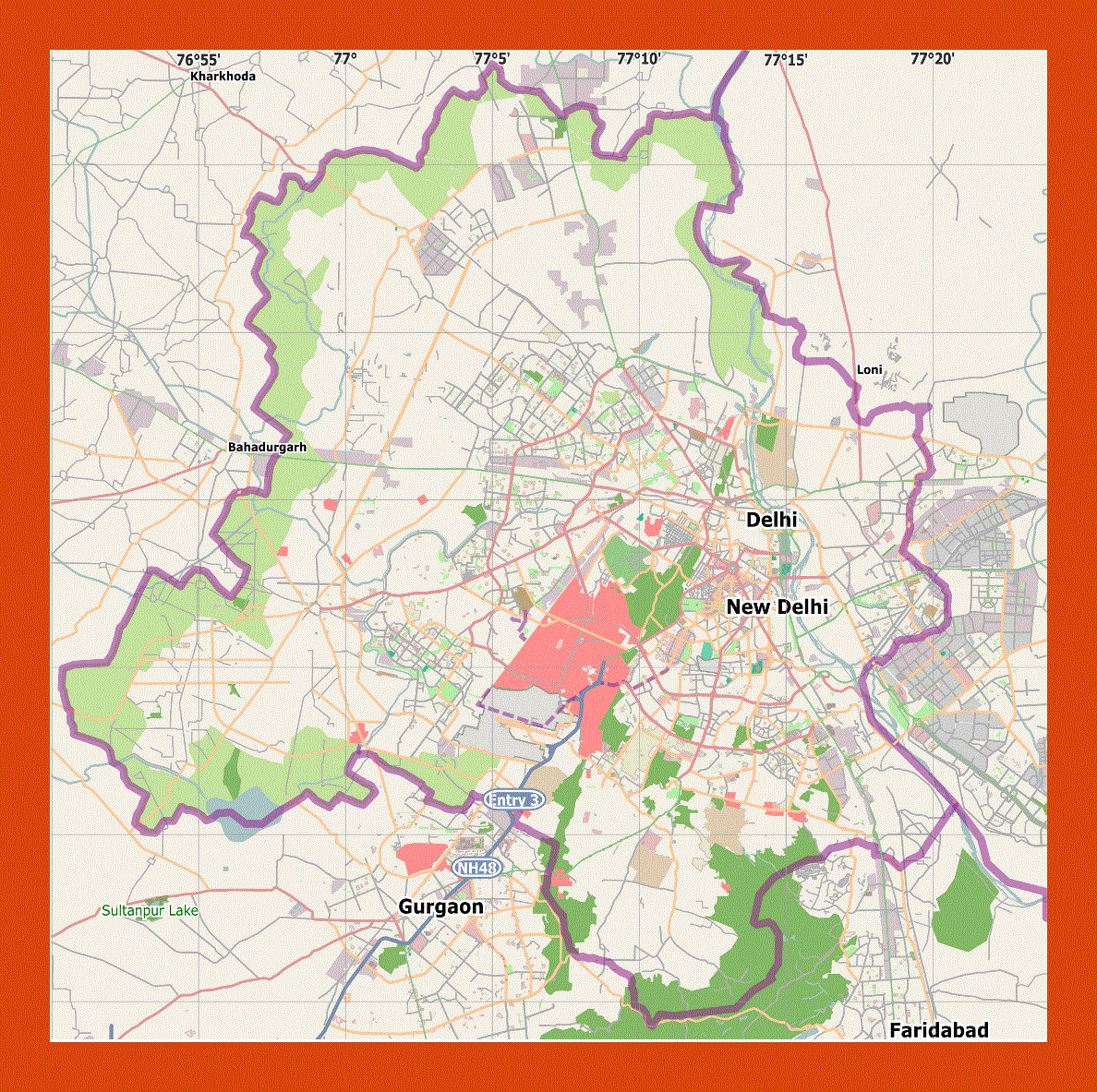 Road map of Delhi city