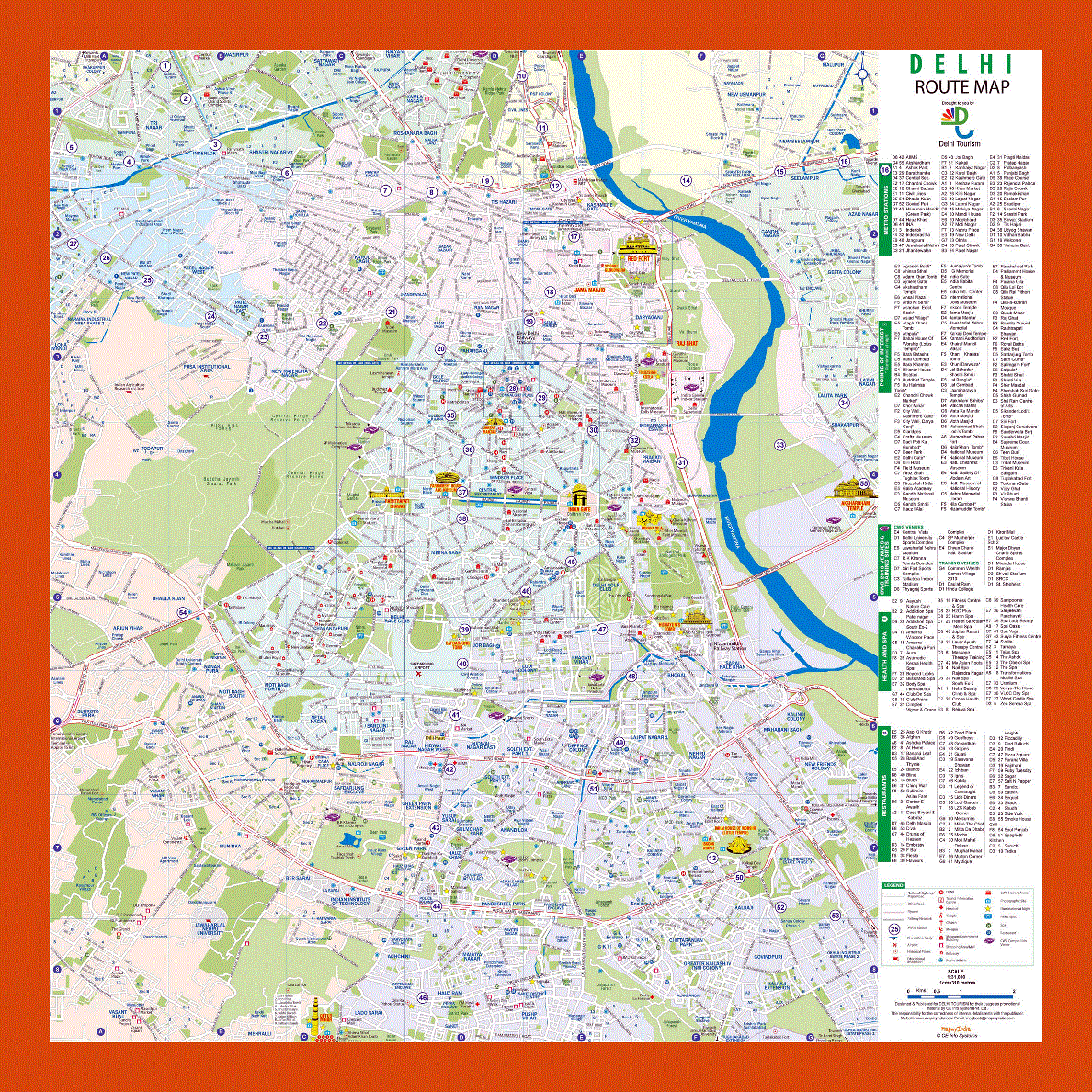 Route map of Delhi city