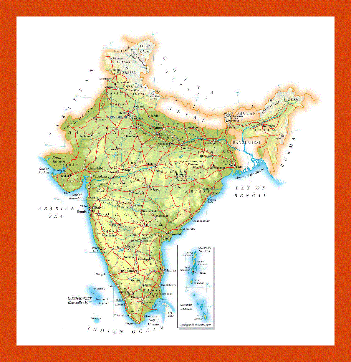 Elevation map of India
