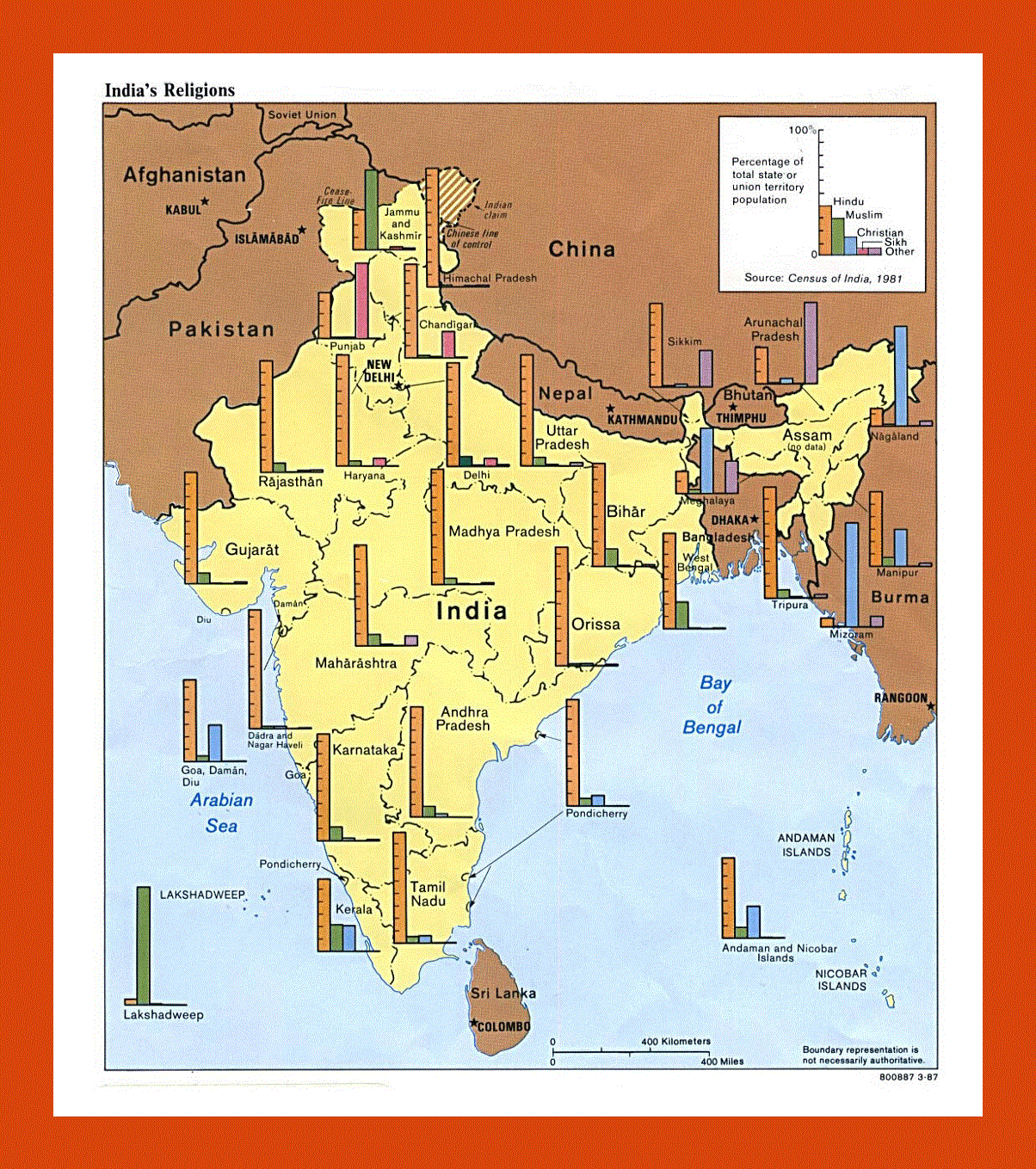 India religions map - 1987