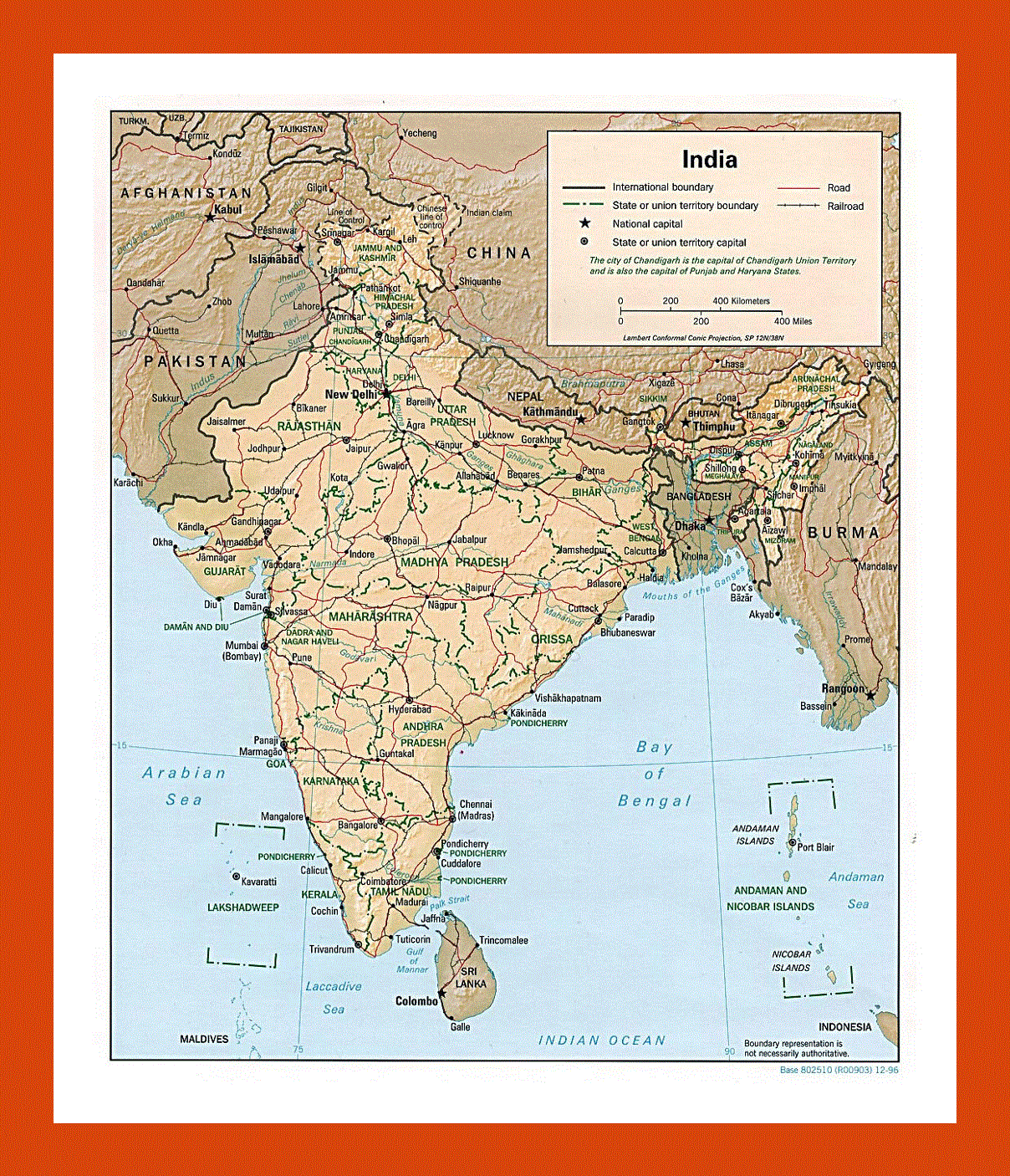 Political and administrative map of India - 1996