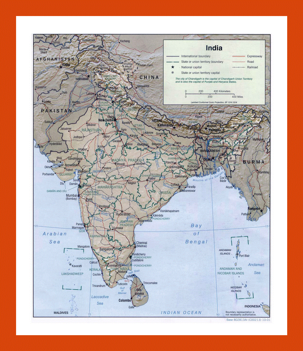 Political and administrative map of India - 2001