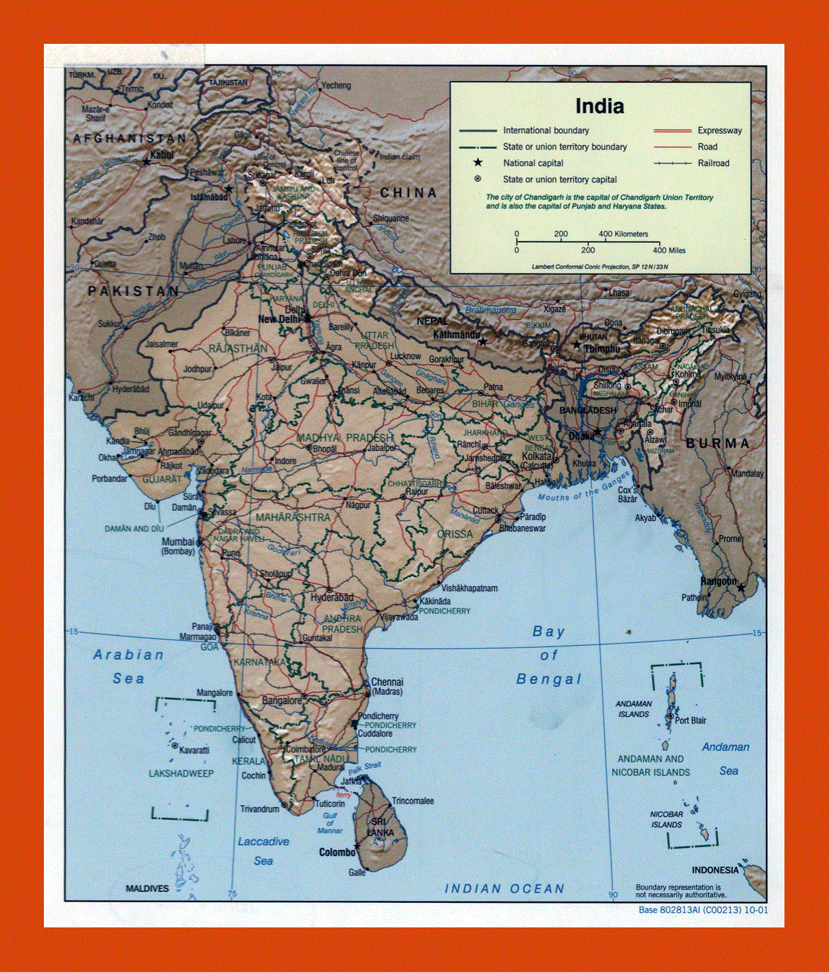 Political and administrative map of India- 2001