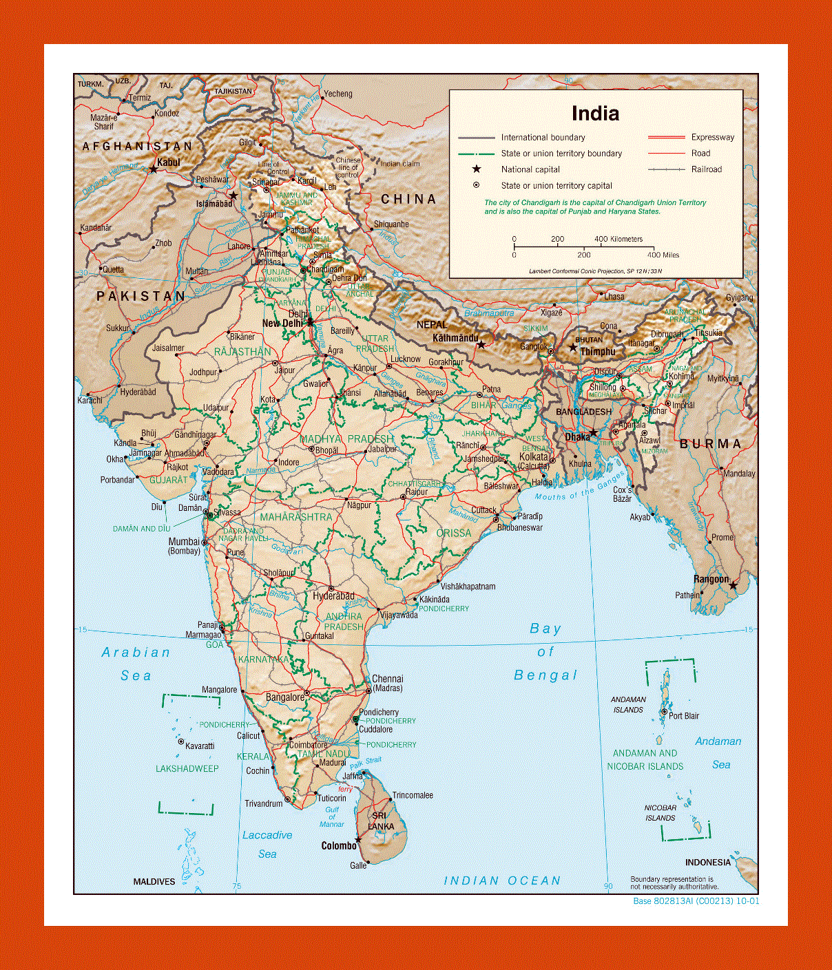 Political and administrative map of India - 2001