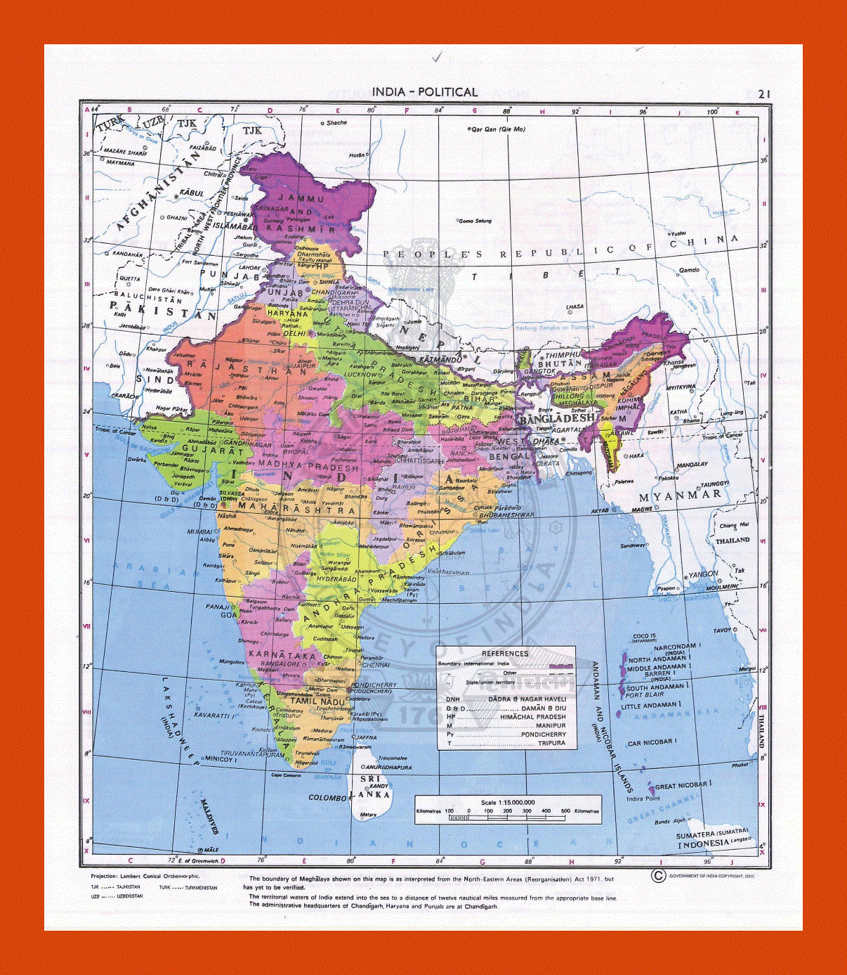 Political and administrative map of India