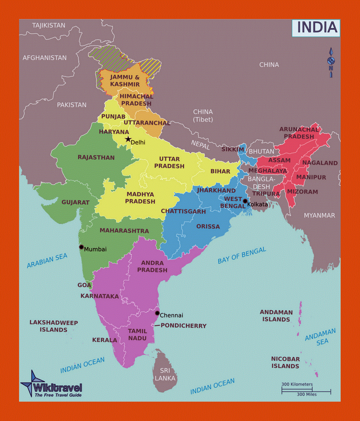 Regions map of India