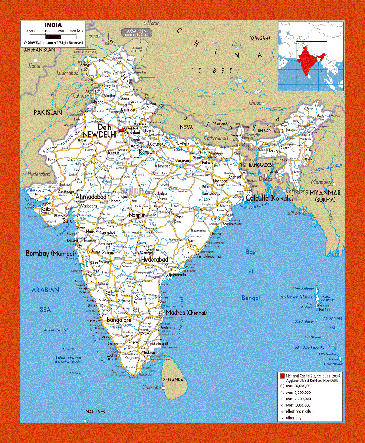 Road map of India