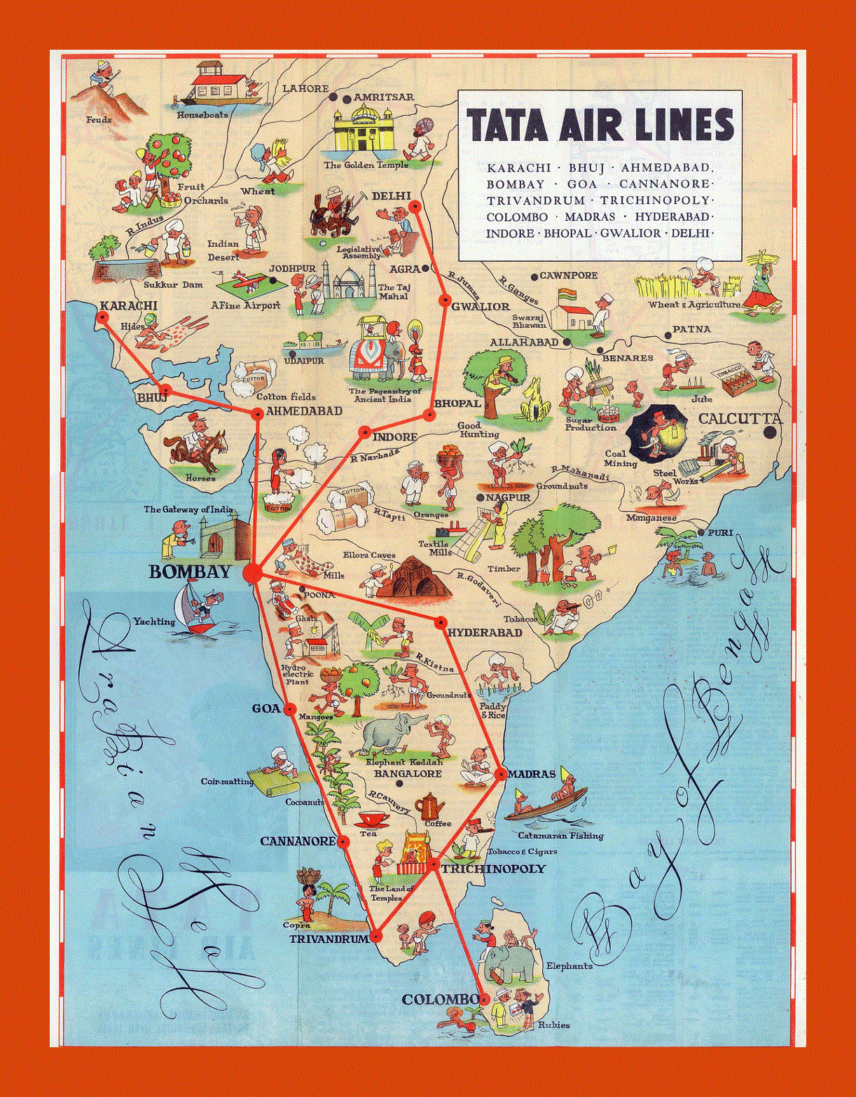 Tourist illustrated map of India