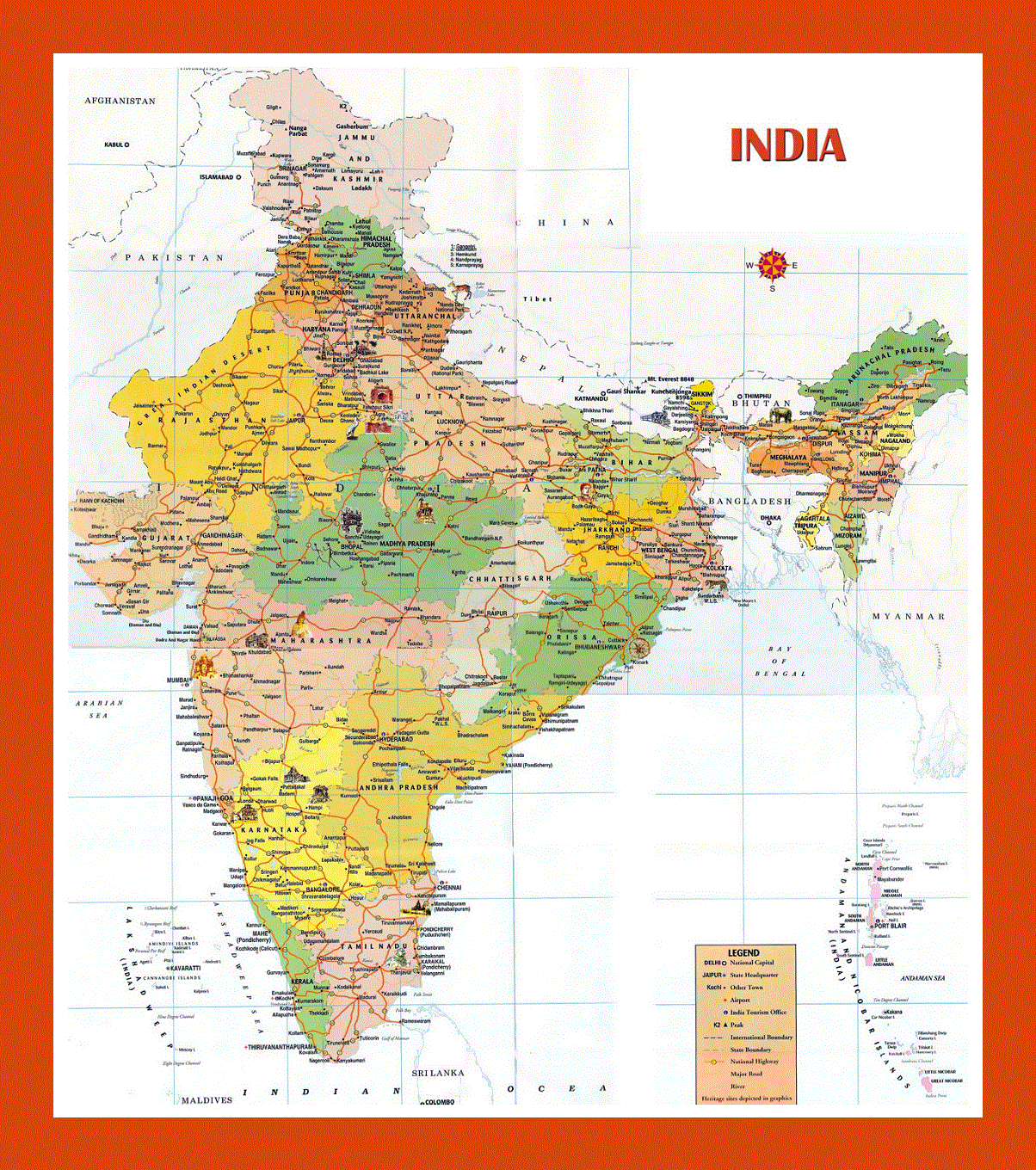 Tourist map of India