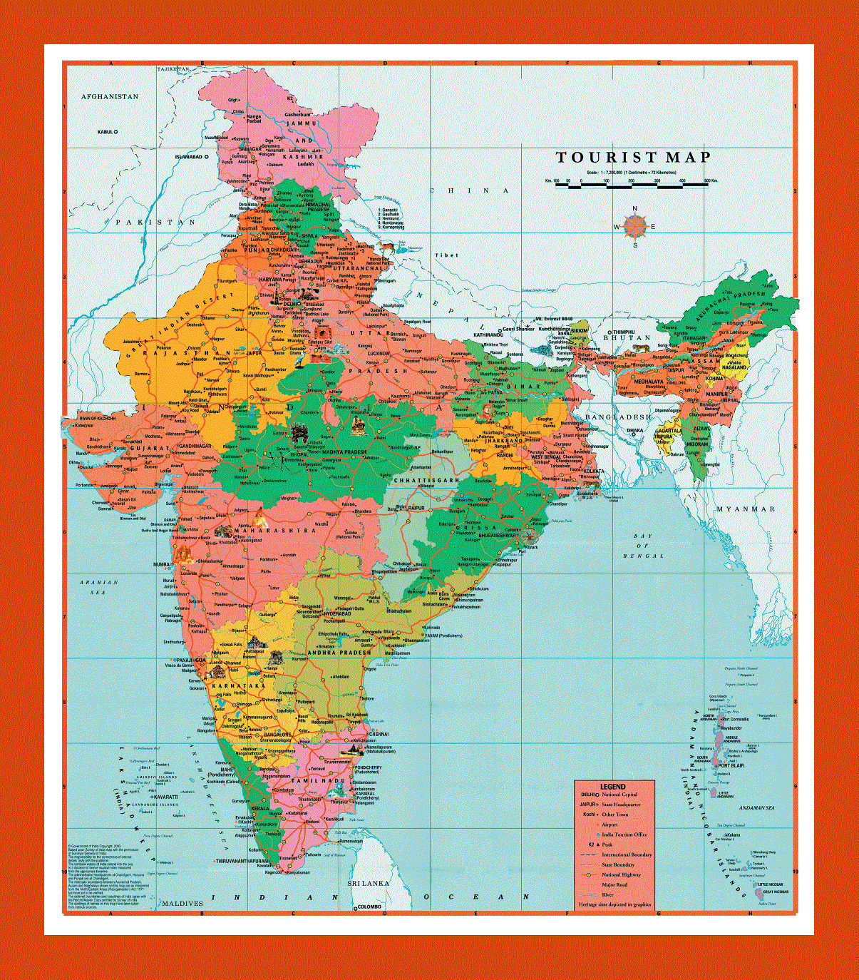 Tourist map of India