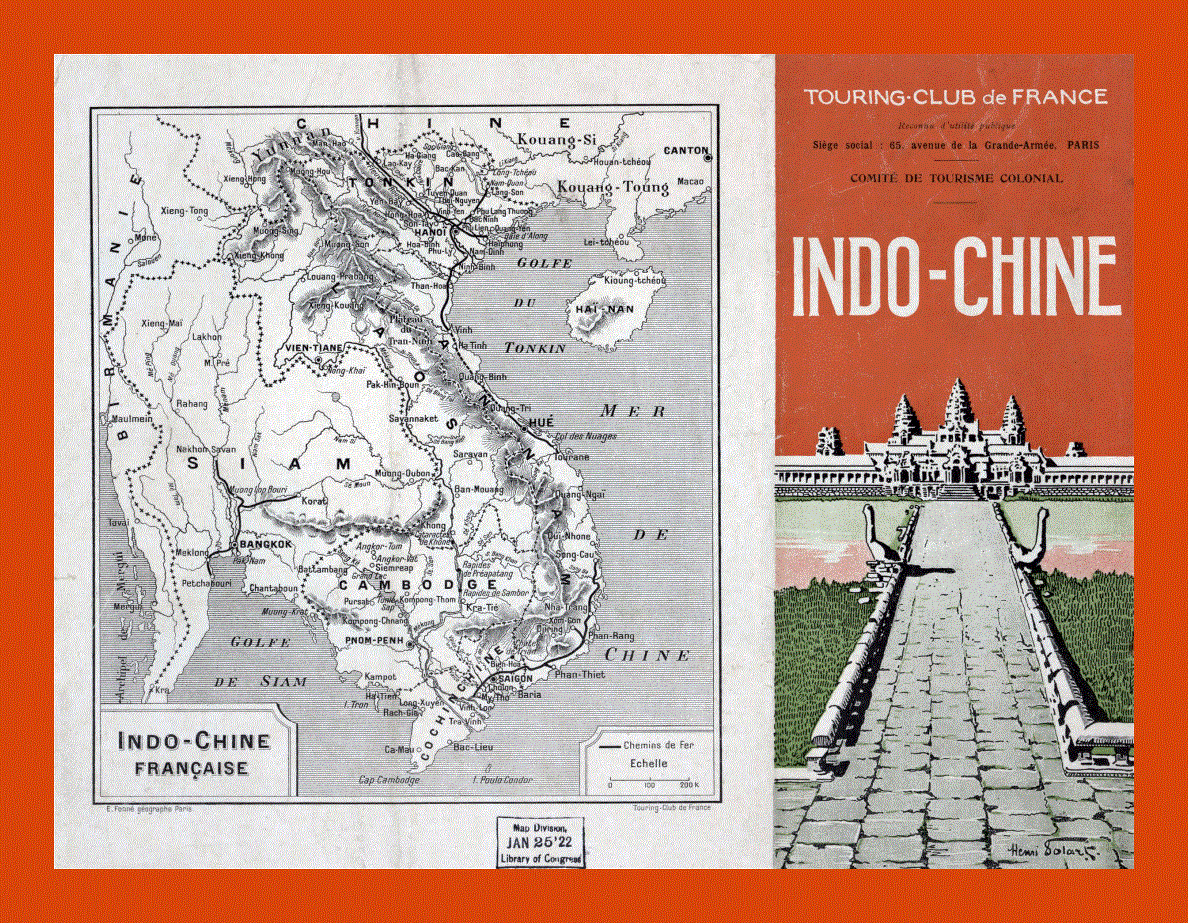 Old map of Indochina in french - 1910