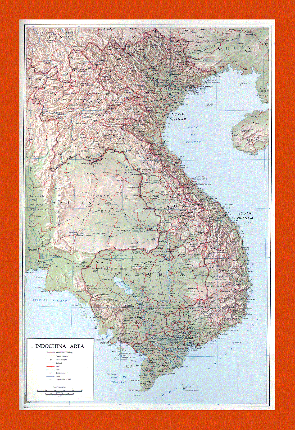 Political map of Indochina - 1970