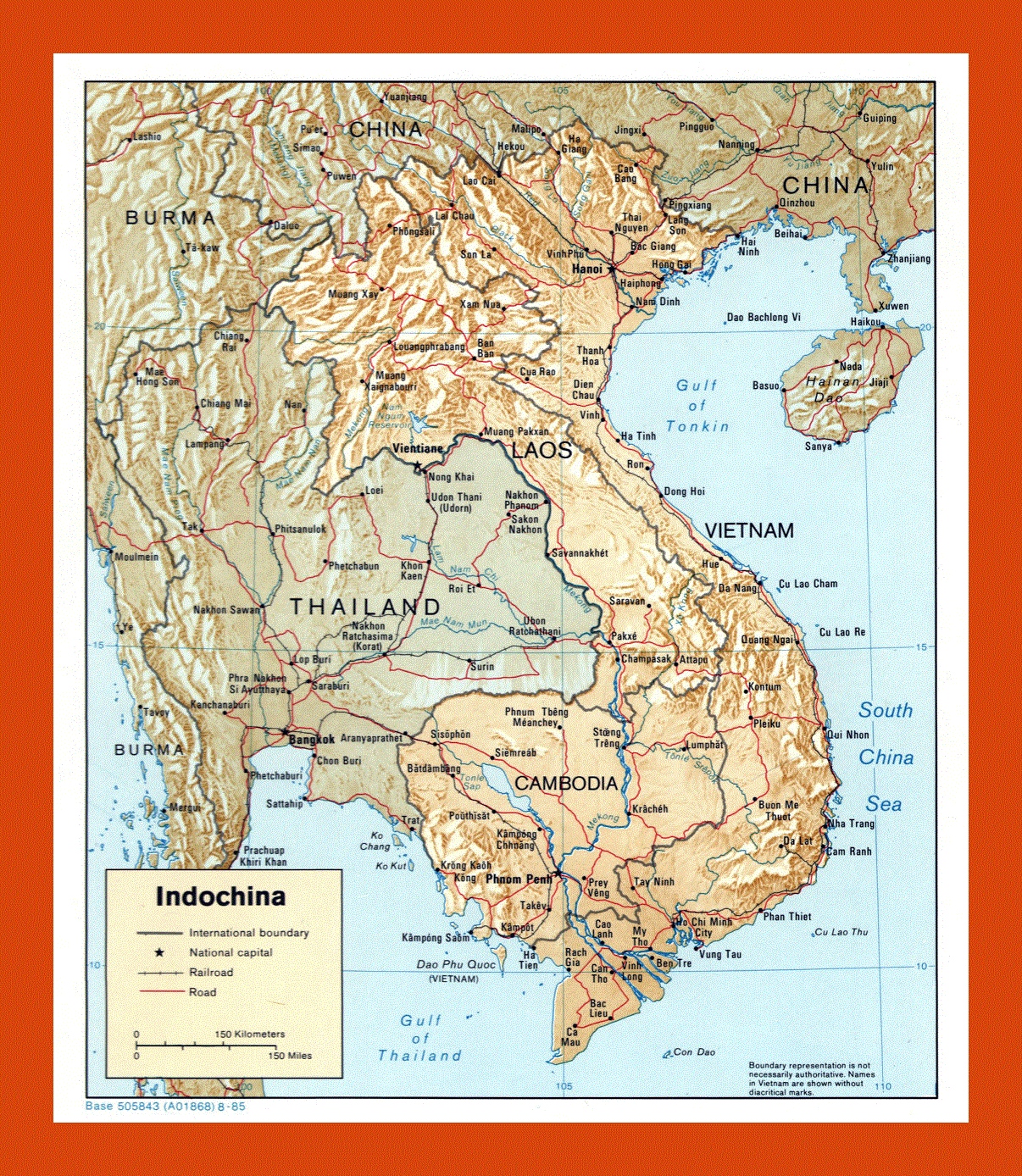 Political map of Indochina - 1985