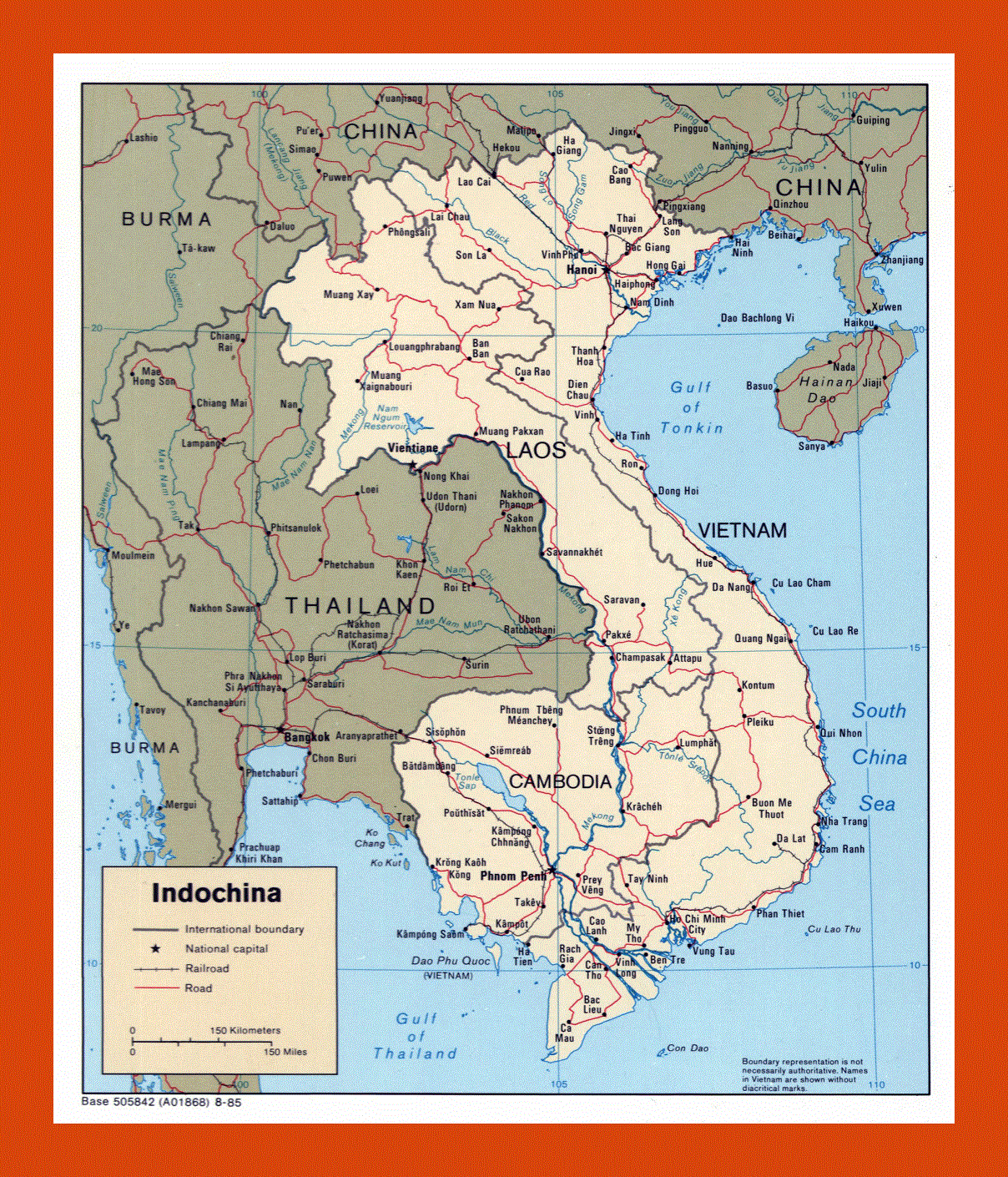 Political map of Indochina - 1985