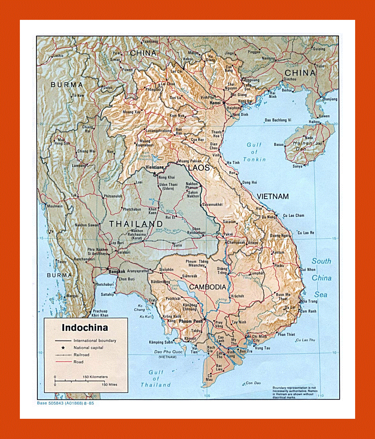 Political map of Indochina - 1985