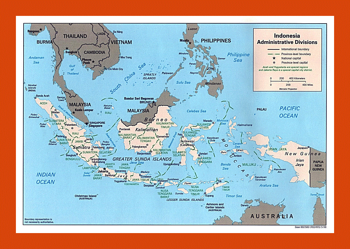 Administrative divisions map of Indonesia- 1998