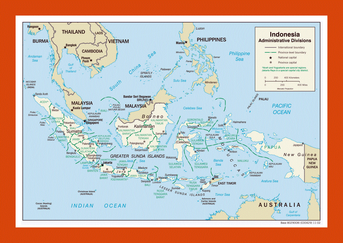 Administrative divisions map of Indonesia - 2002