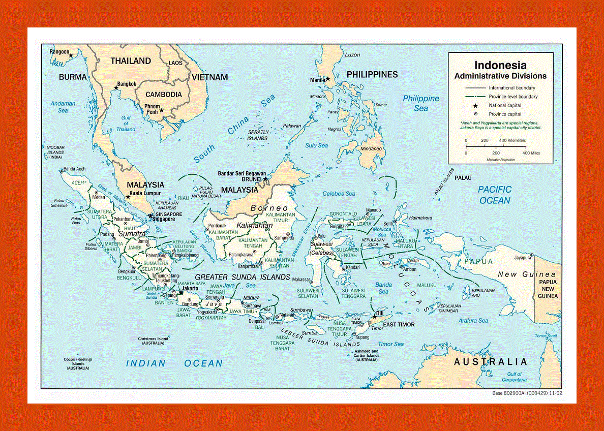 Administrative divisions map of Indonesia - 2002
