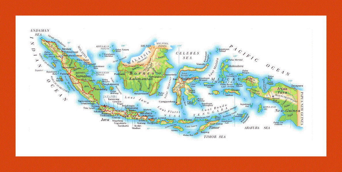 Elevation map of Indonesia
