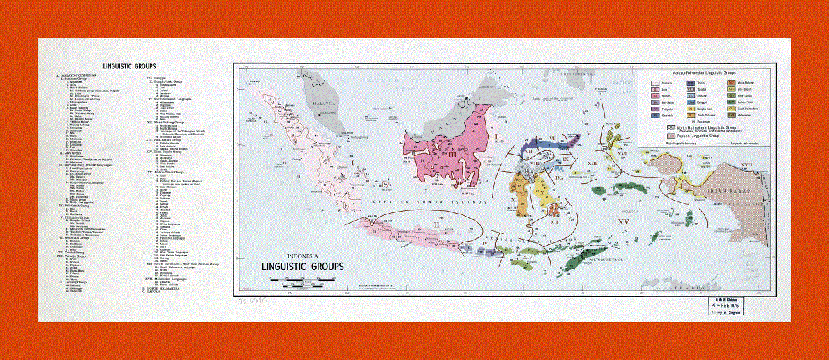 Map of Indonesia Linguistic Grops - 1975