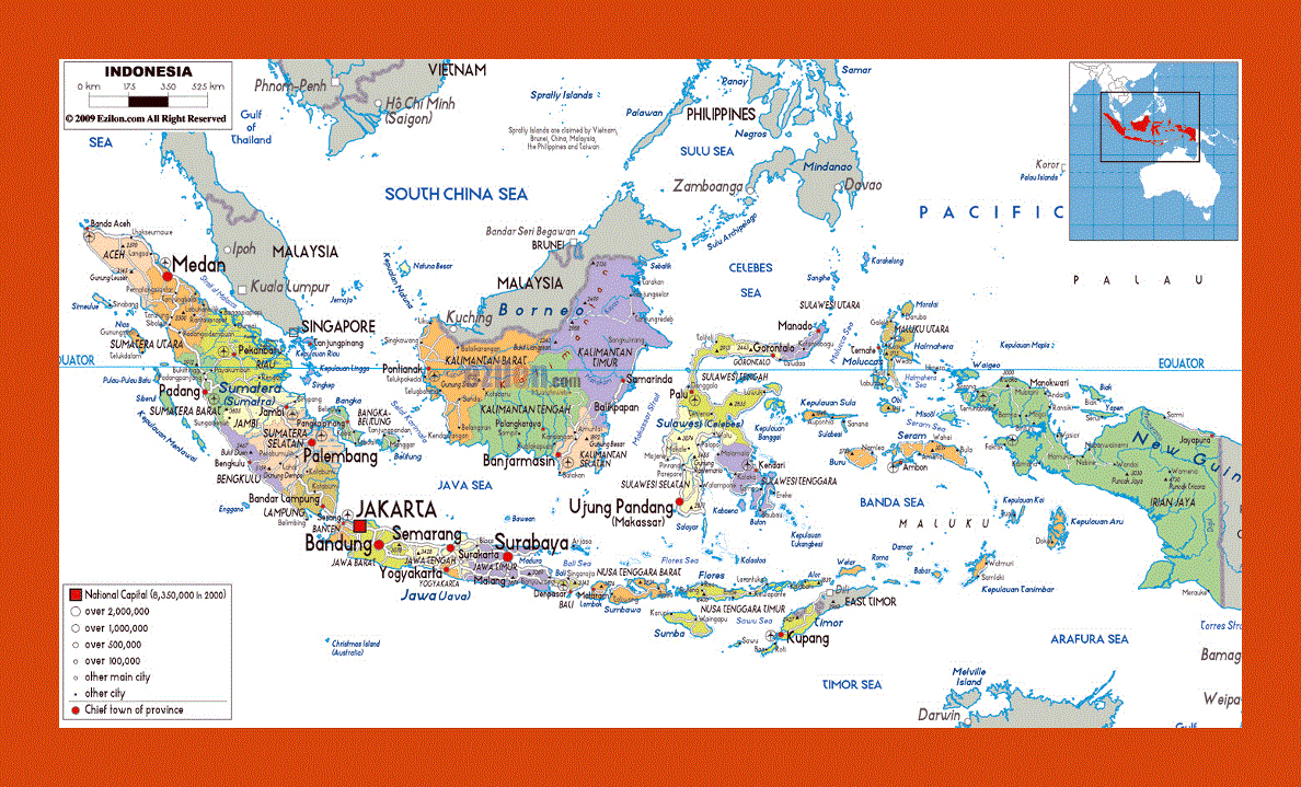 Political and administrative map of Indonesia