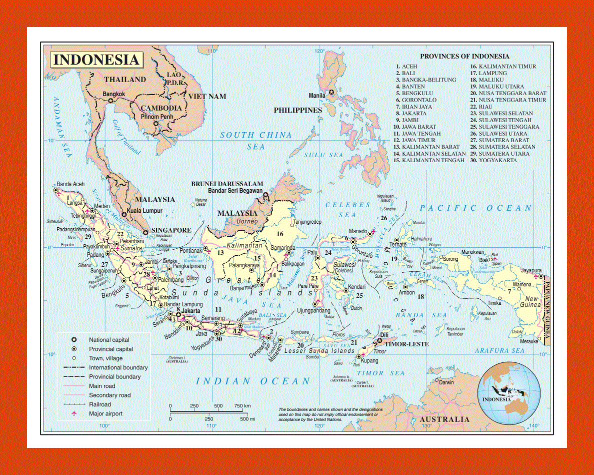 Political and administrative map of Indonesia