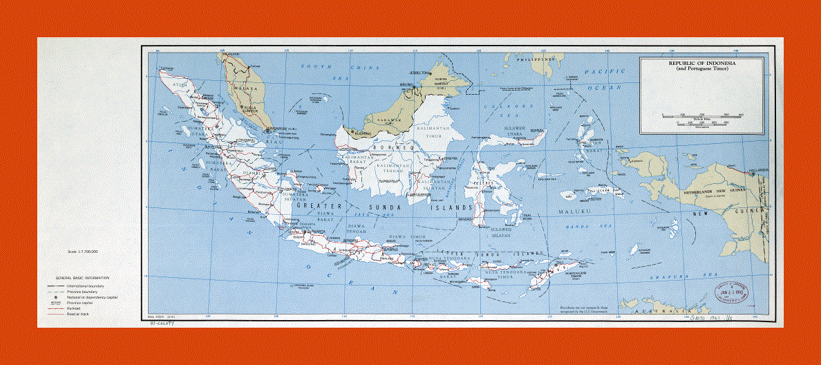 Political and administrative map of Republic of Indonesia - 1961
