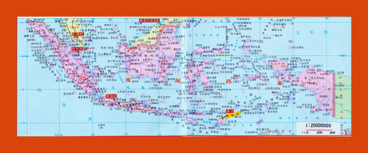 Road map of Indonesia in chinese