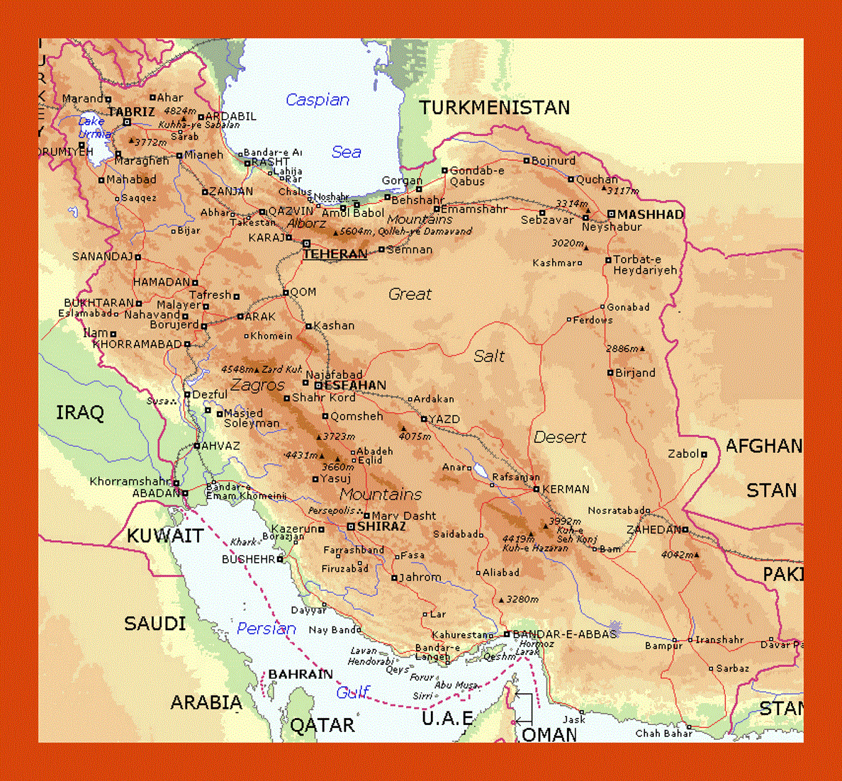 Elevation map of Iran