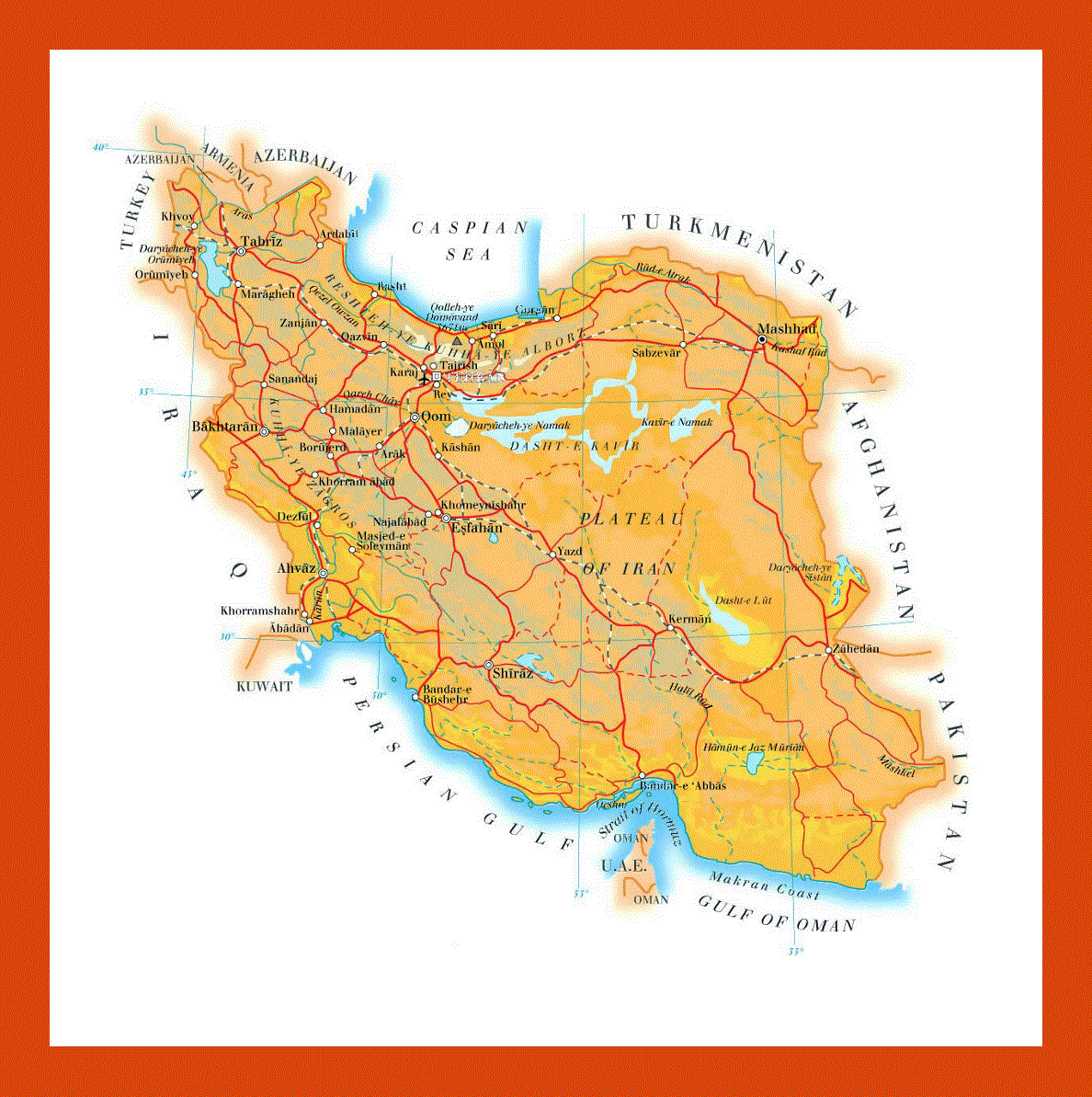 Elevation map of Iran
