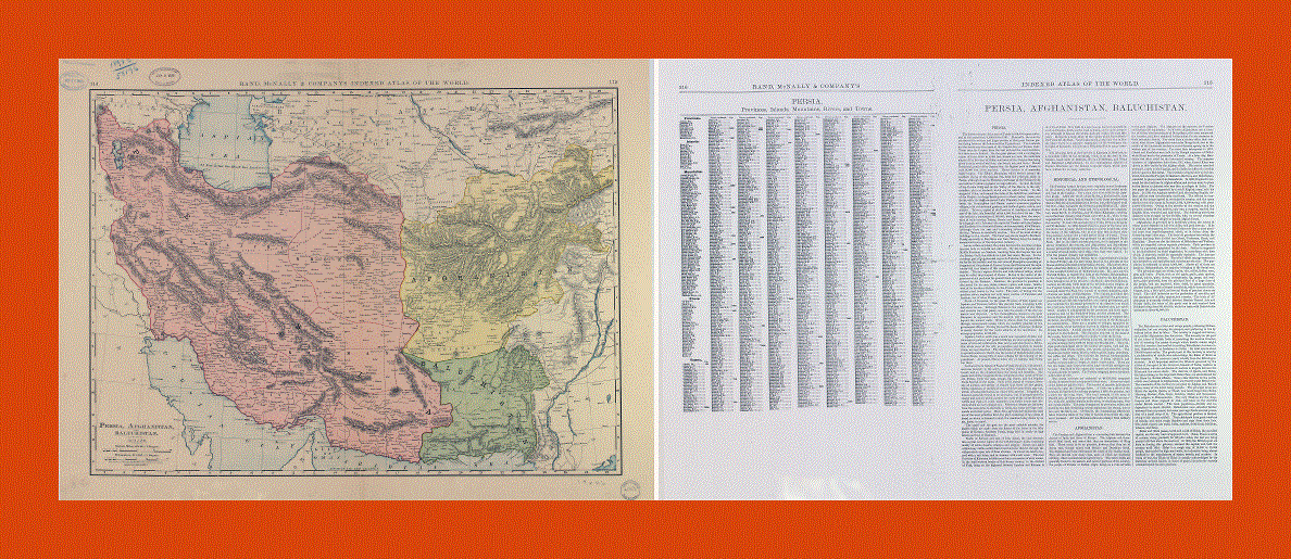 Old map of Persia, Afghanistan and Baluchistan - 1898