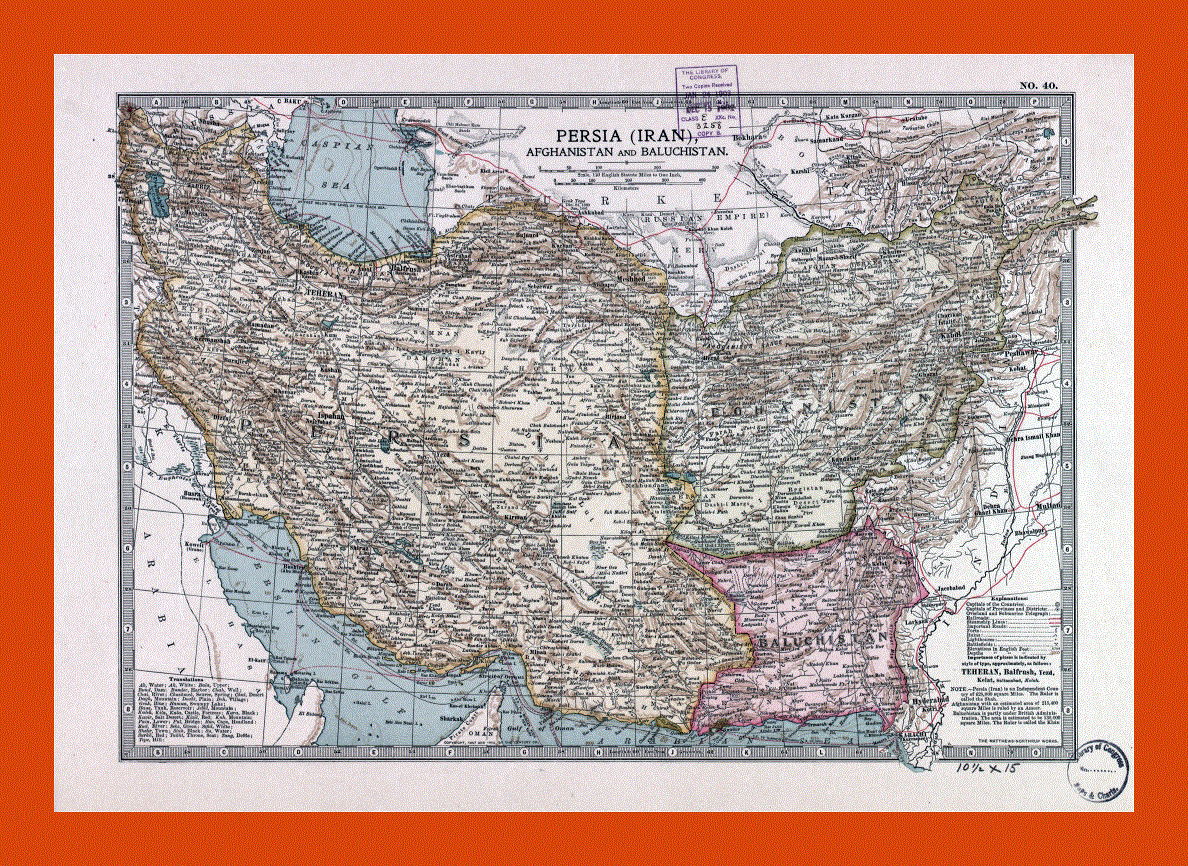 Old map of Persia, Afghanistan and Baluchistan - 1902