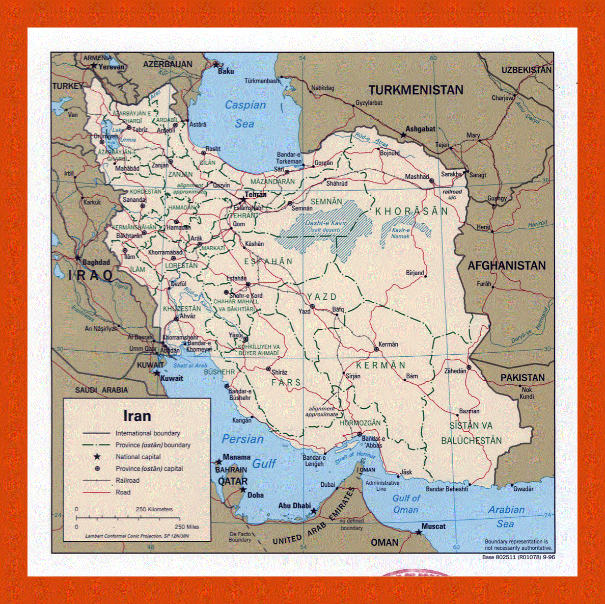 Political and administrative map of Iran - 1996
