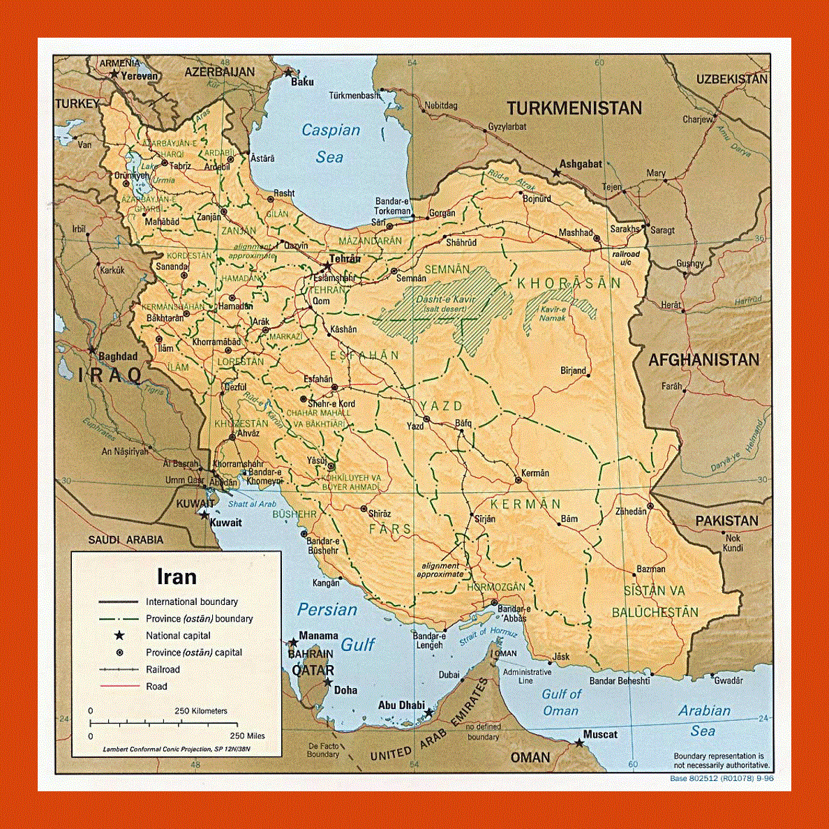 Political and administrative map of Iran - 1996