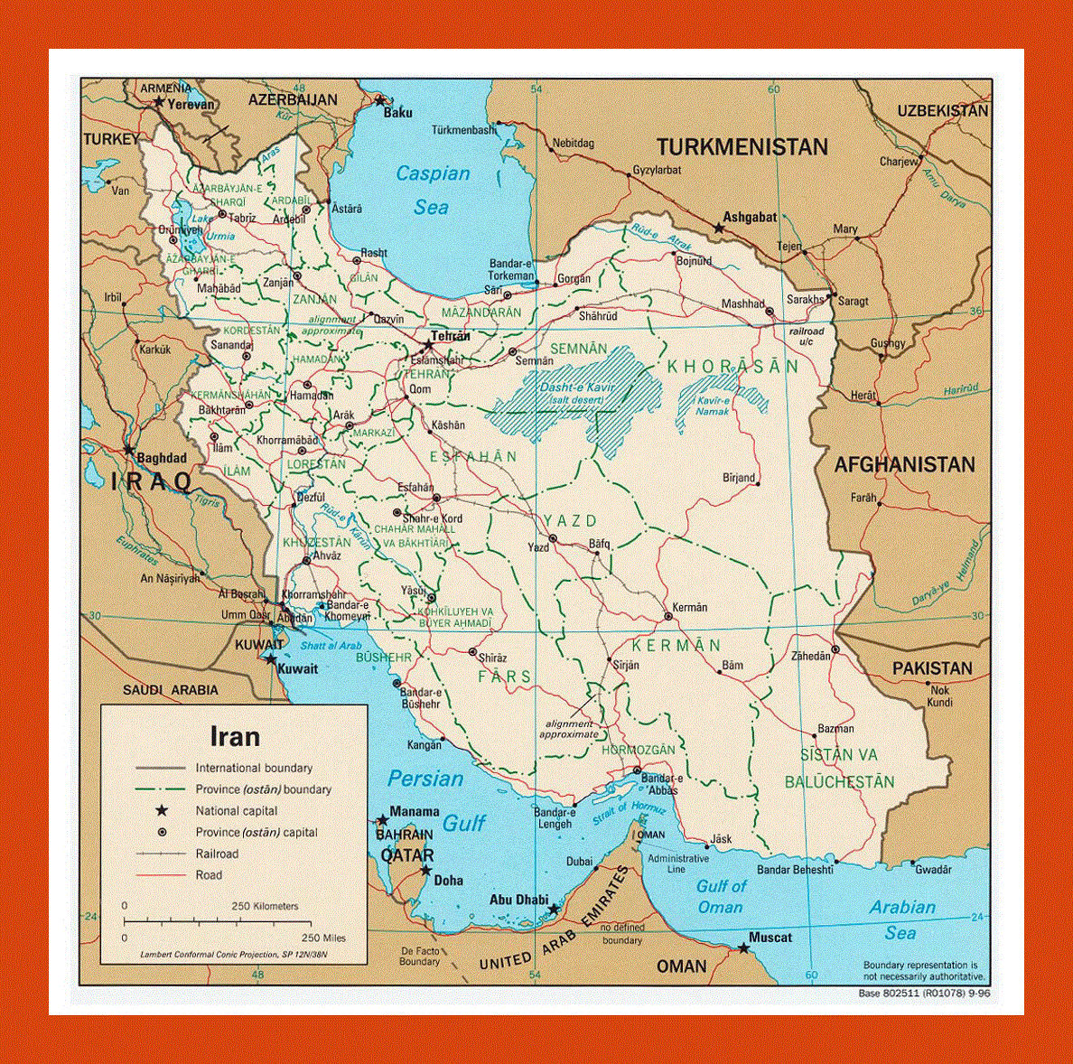 Political and administrative map of Iran - 1996