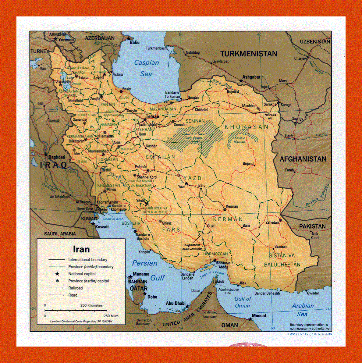 Political and administrative map of Iran - 1996