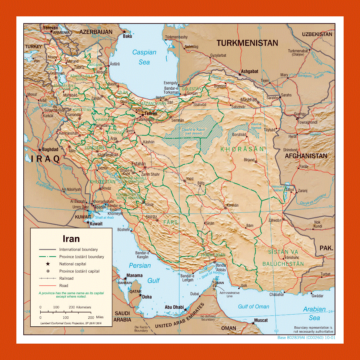 Political and administrative map of Iran - 2001