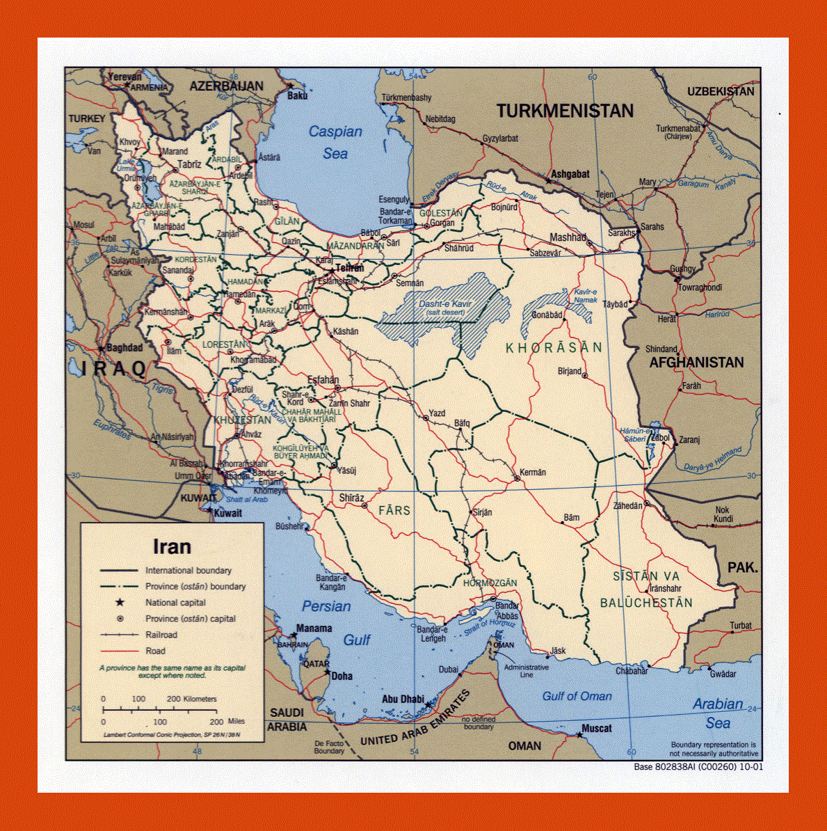 Political and administrative map of Iran - 2001