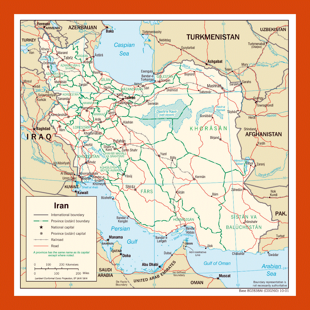 Political and administrative map of Iran - 2001