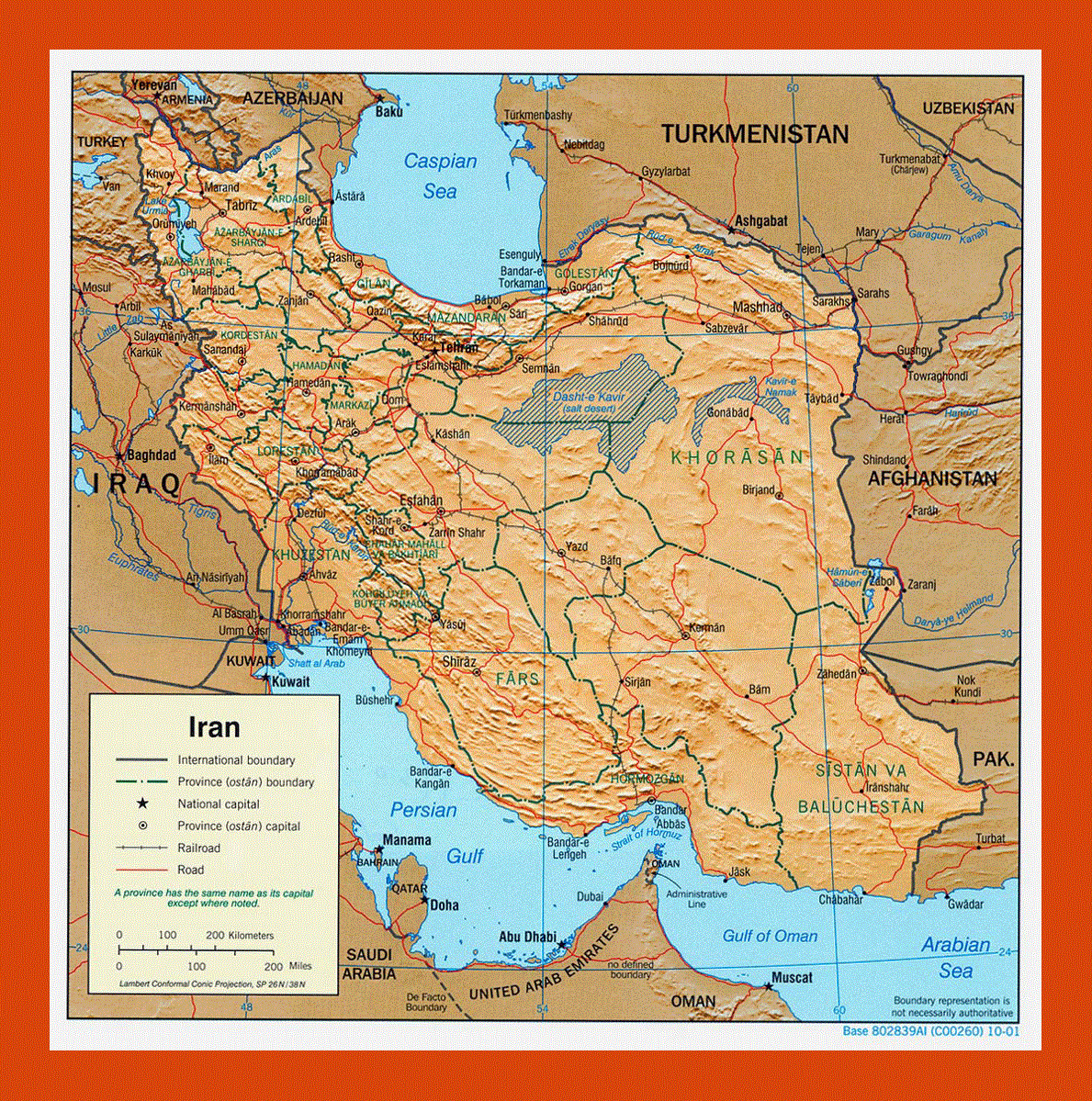 Political and administrative map of Iran - 2001