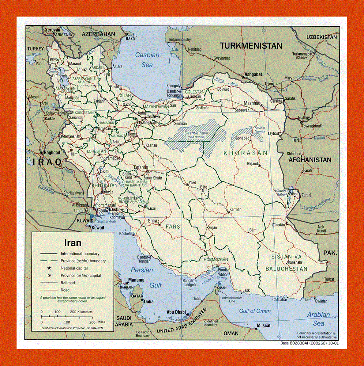 Political and administrative map of Iran - 2001