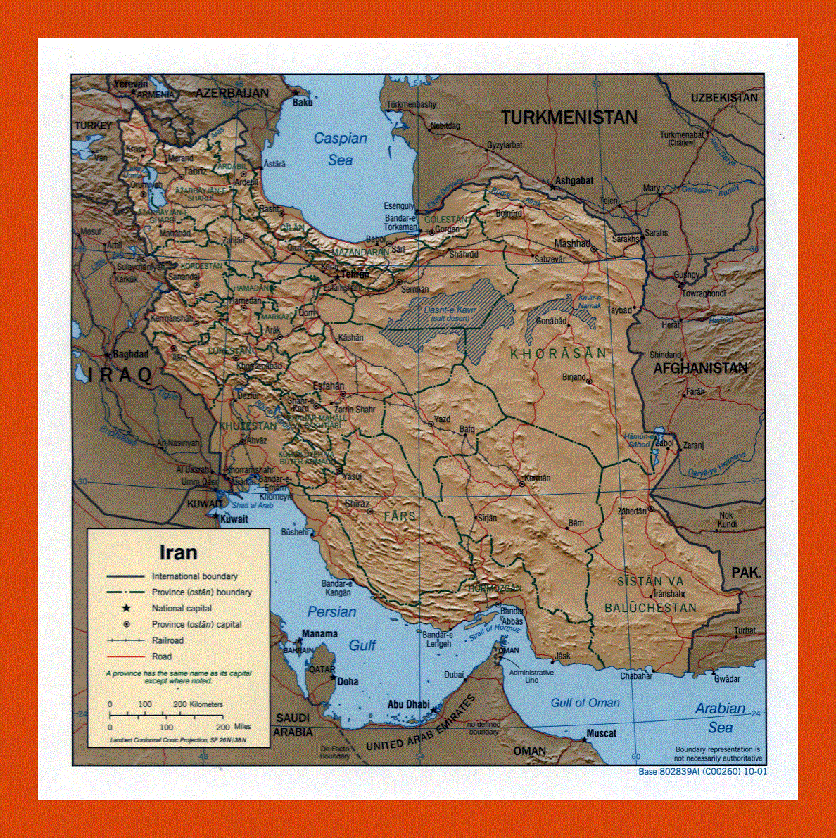 Political and administrative map of Iran - 2001