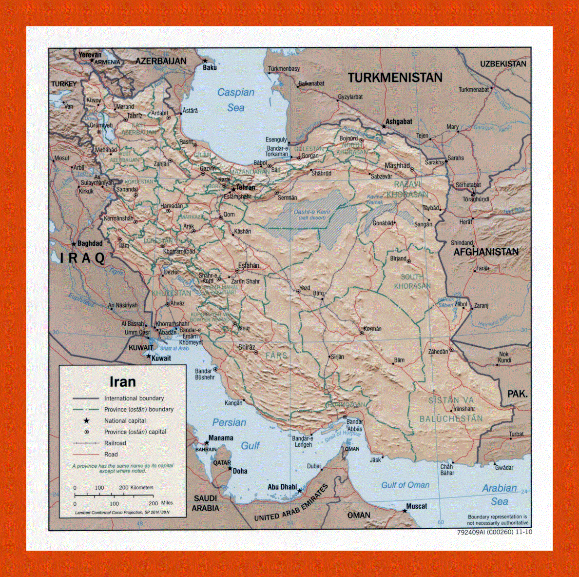 Political and administrative map of Iran - 2010