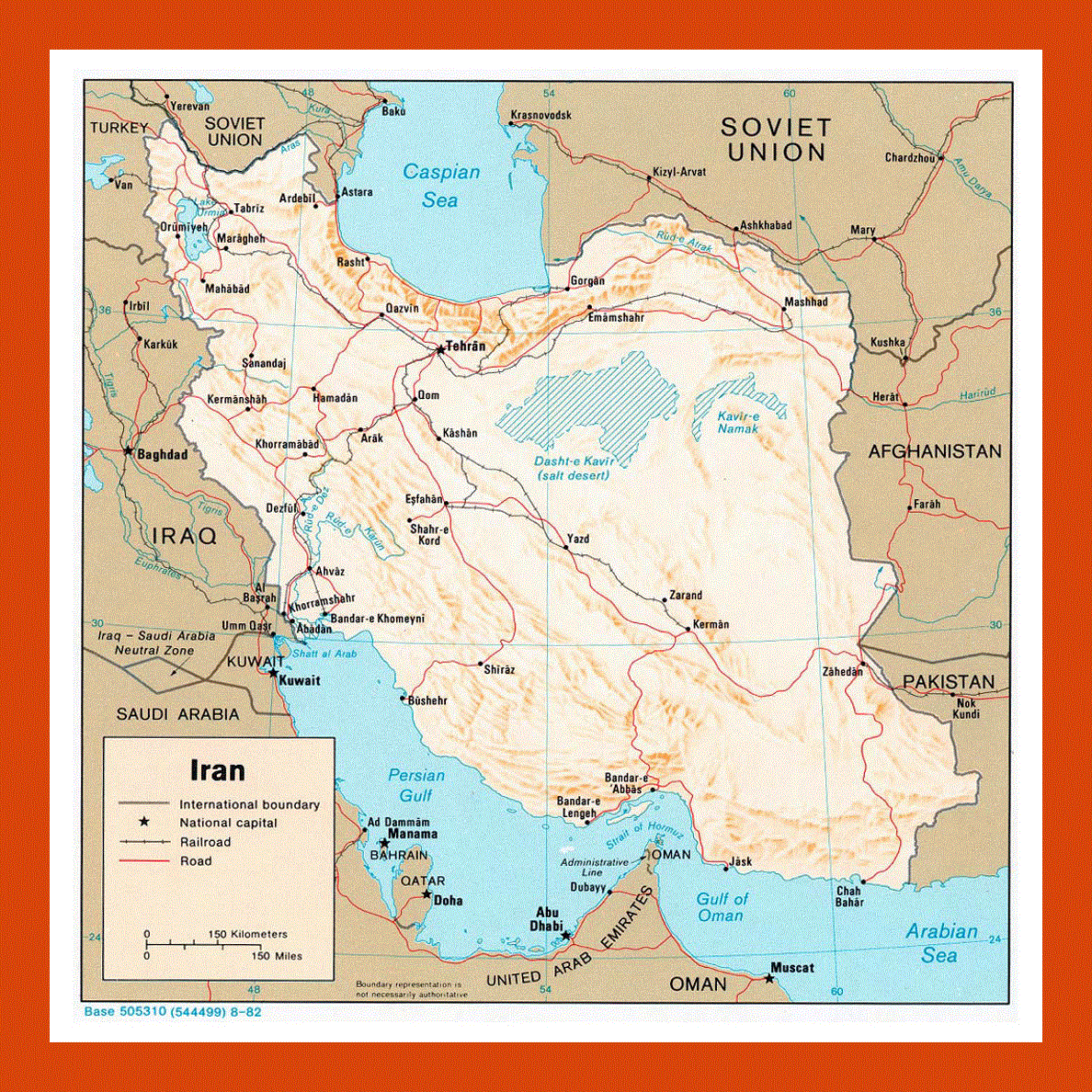 Political map of Iran - 1982