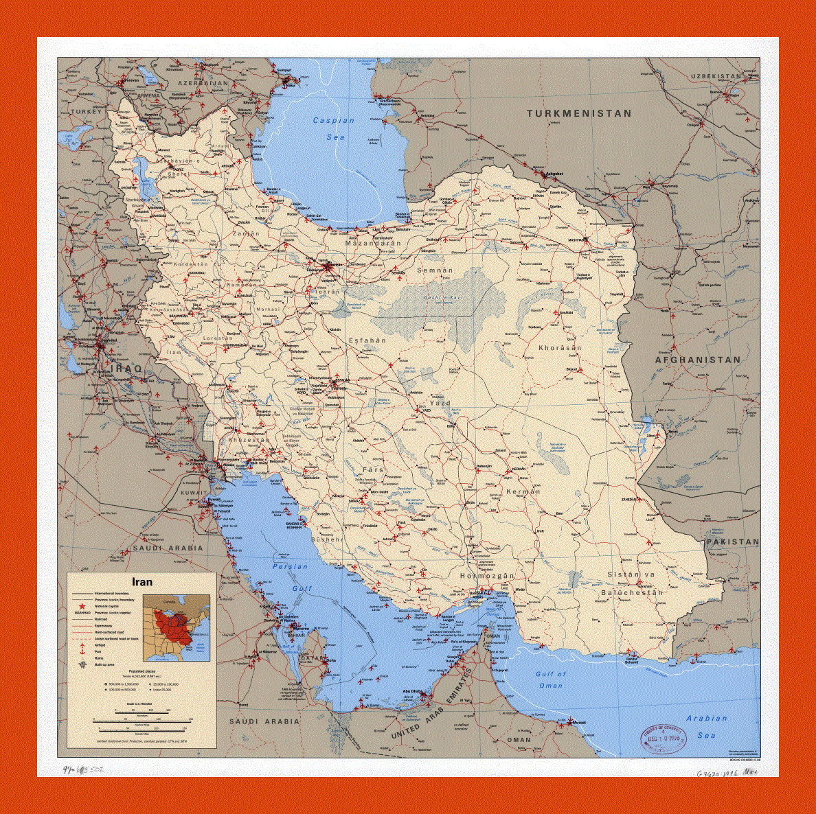 Political map of Iran - 1996