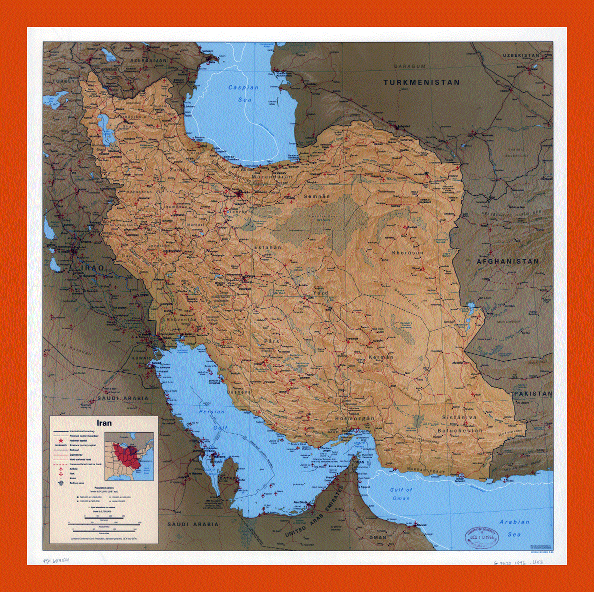 Political map of Iran - 1996