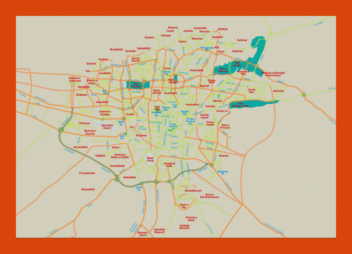 Road map of Tehran city