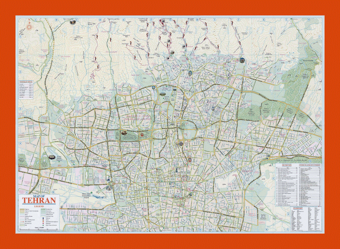 Tourist map of Tehran city