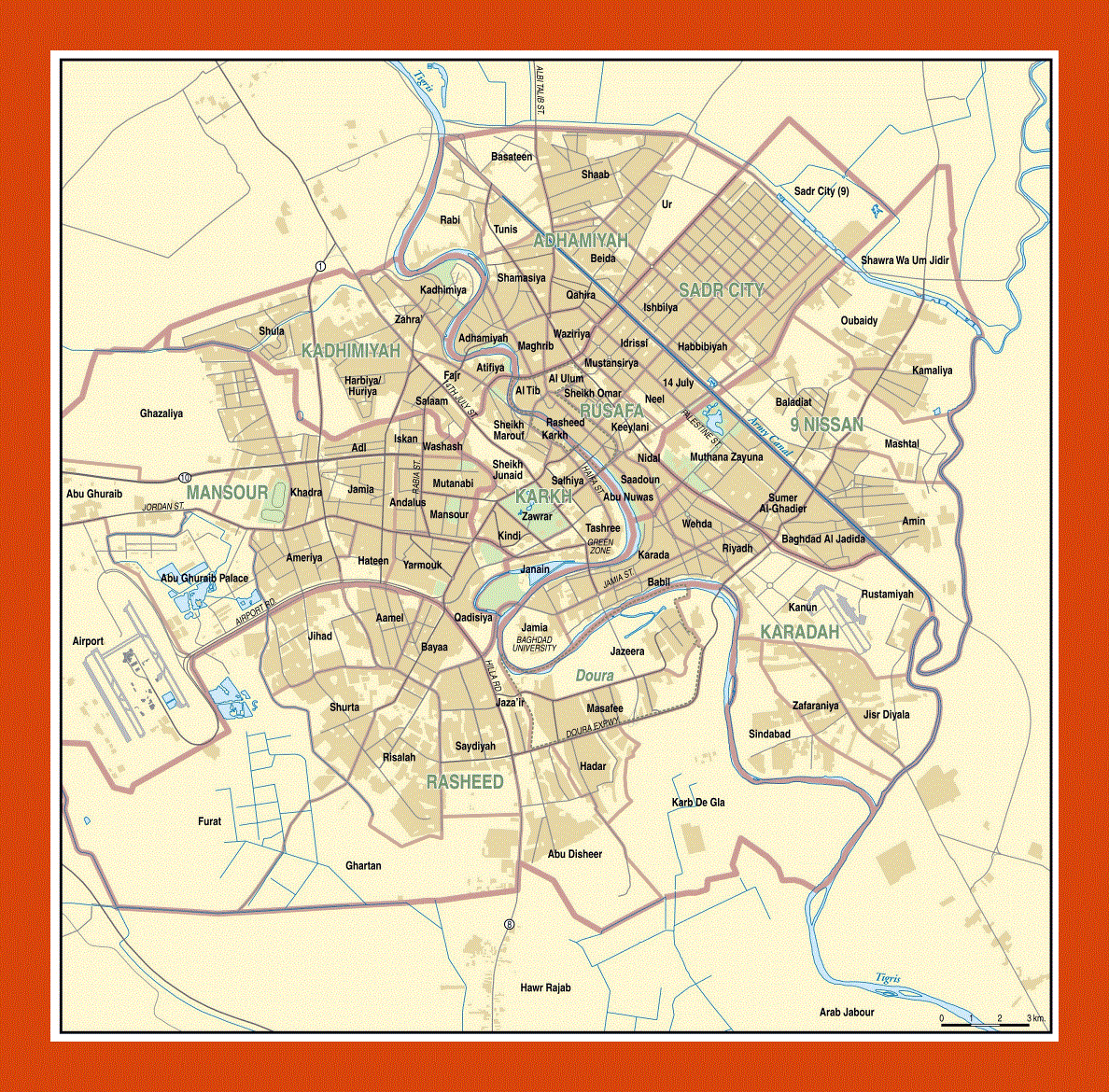 Road map of Baghdad