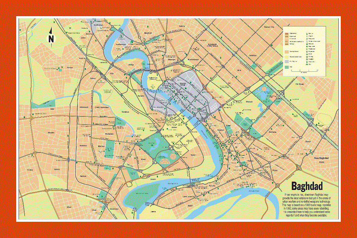 Road map of central part of Baghdad city